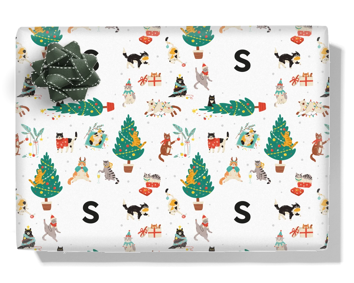 Naughty Christmas Cats Personalised Wrapping Paper
