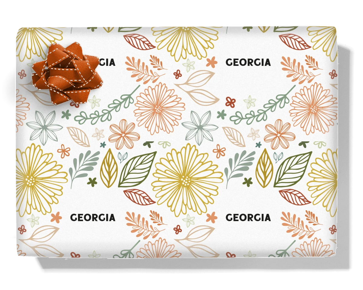Hand Drawn Flowers Personalised Wrapping Paper