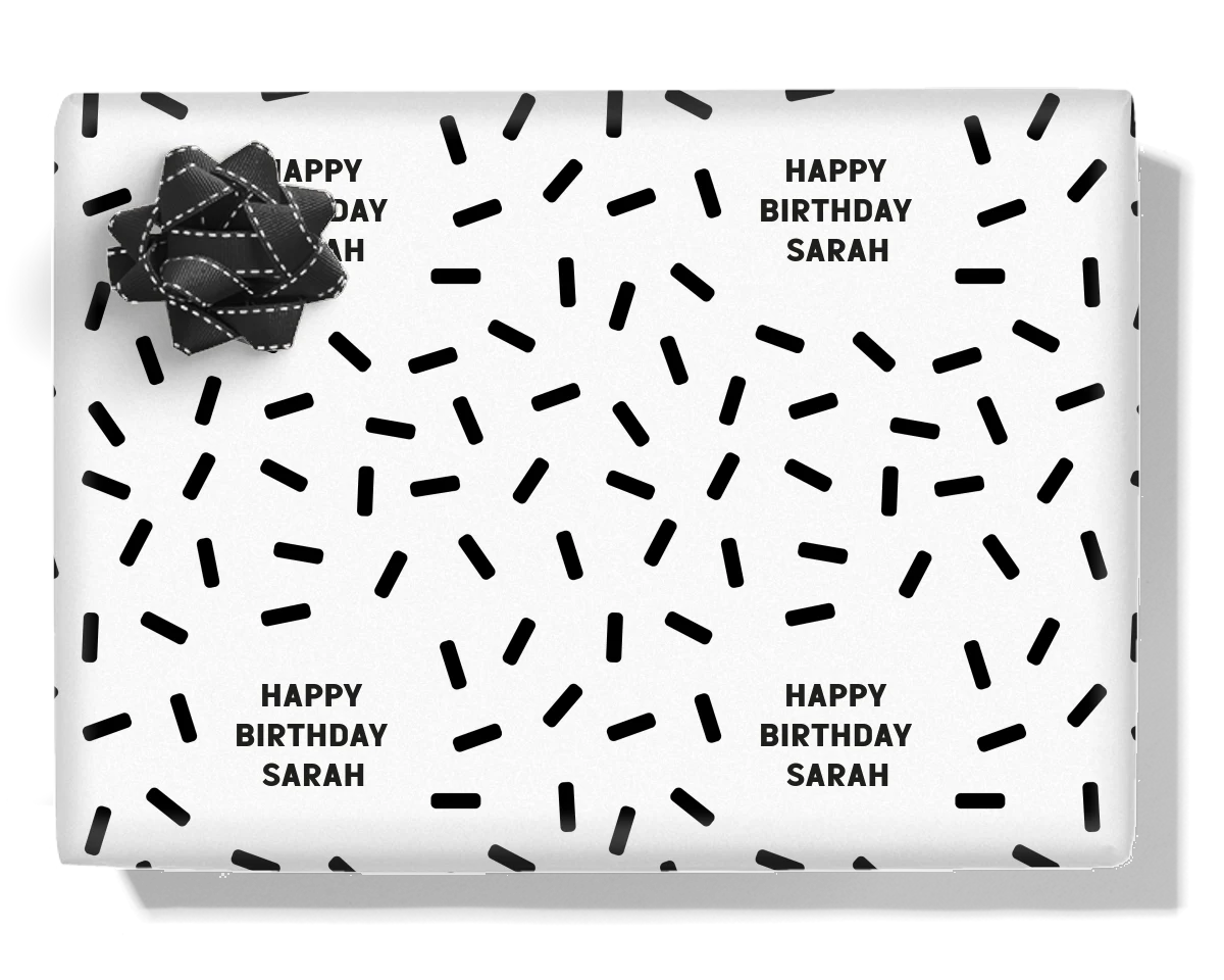 Black Sprinkles Personalised Wrapping Paper