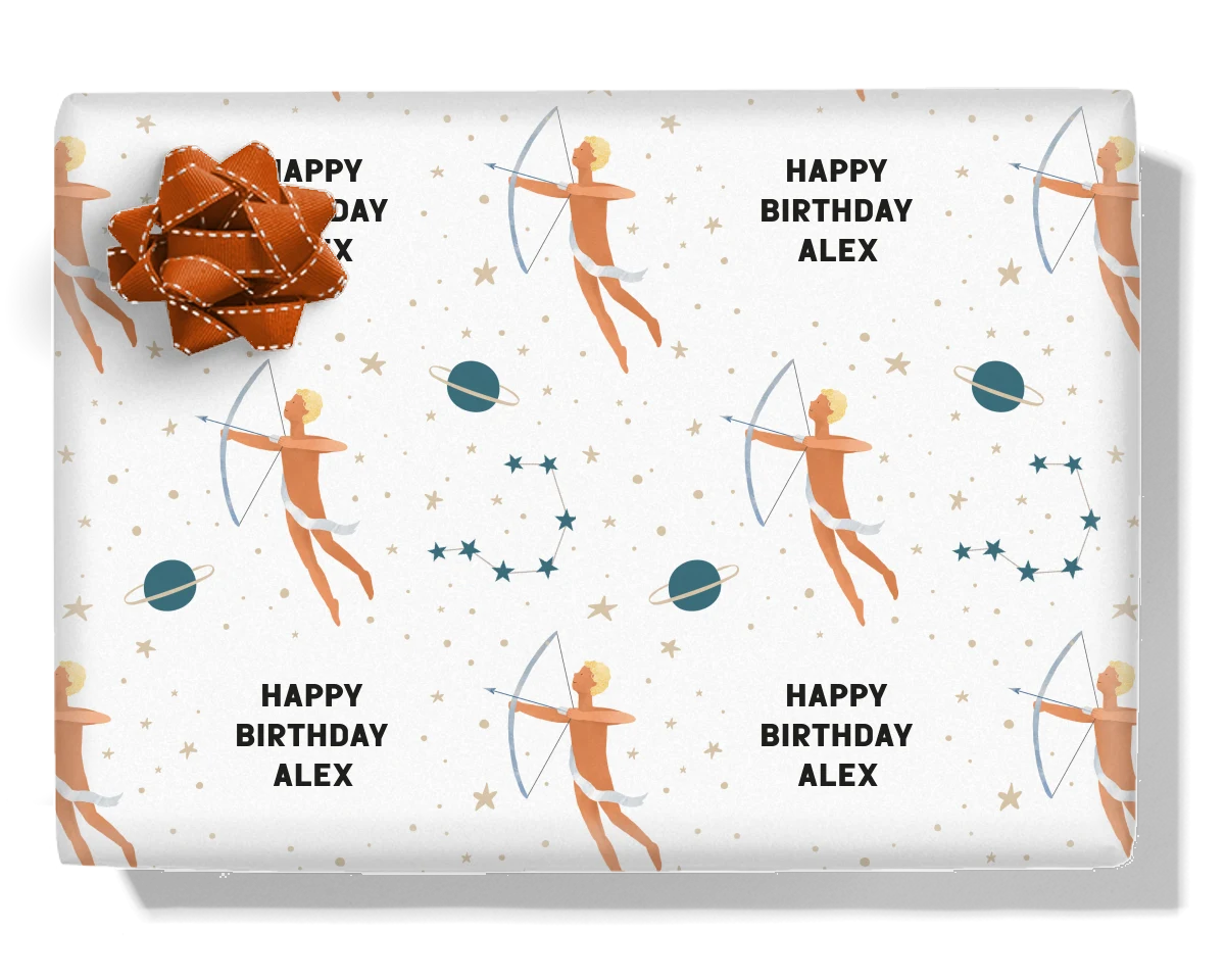 Cute Sagittarius Personalised Wrapping Paper