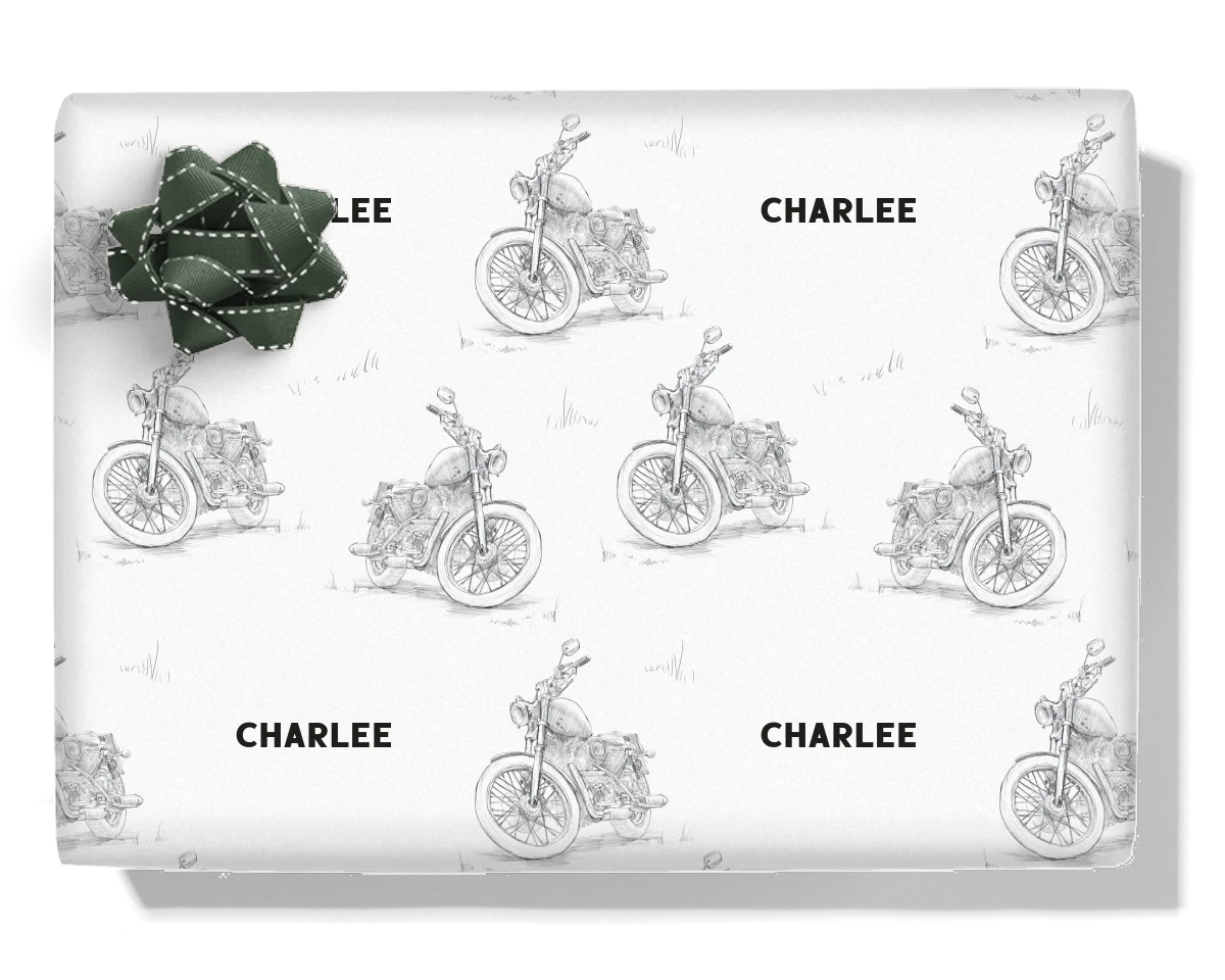 Motorbike Personalised Wrapping Paper