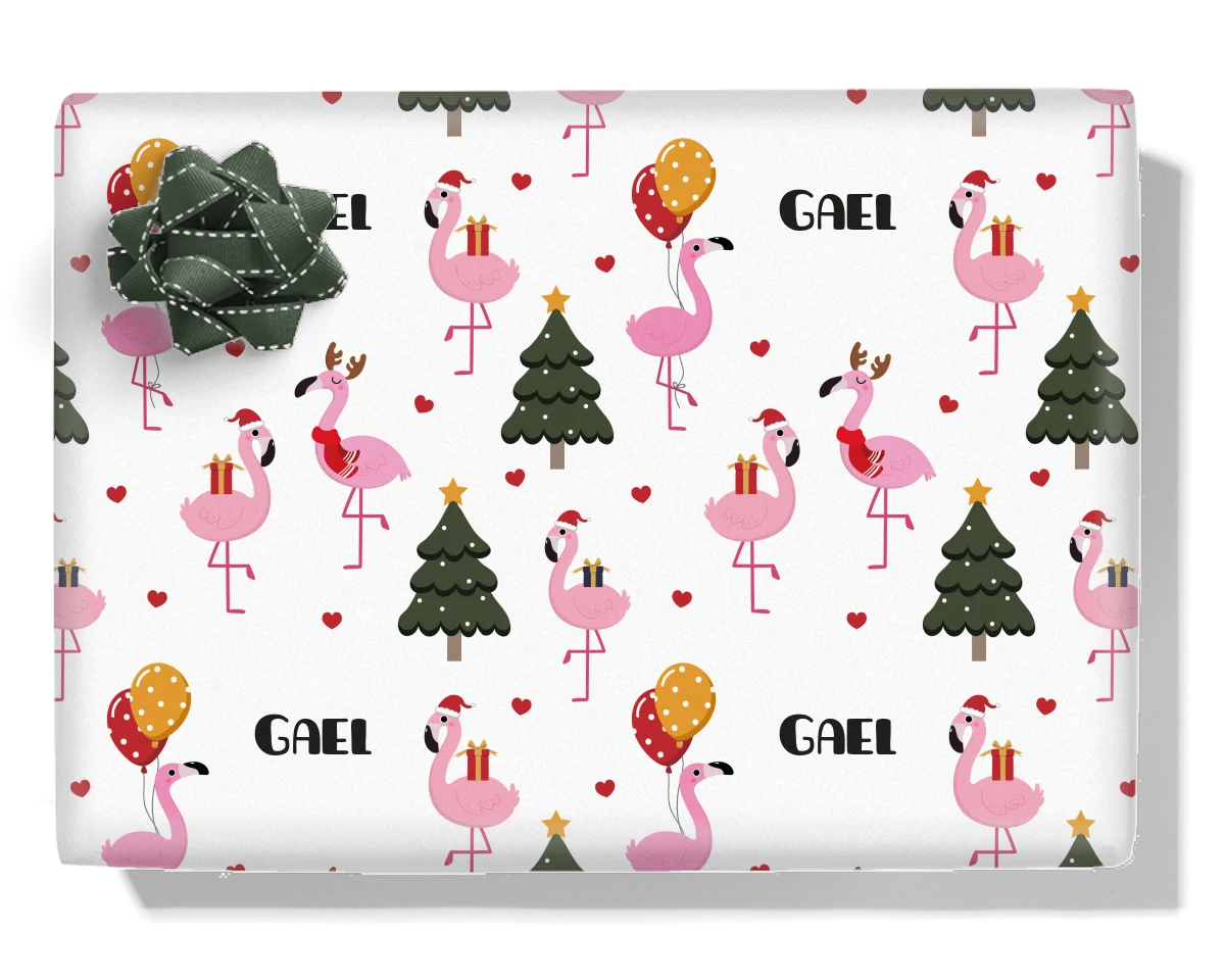 Fa-la-la-la-mingo Personalised Wrapping Paper