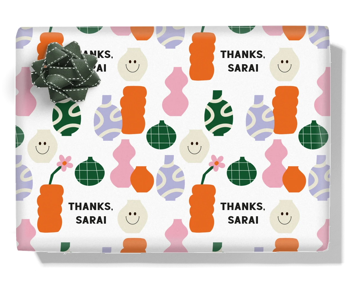 Retro Vase Personalised Wrapping Paper