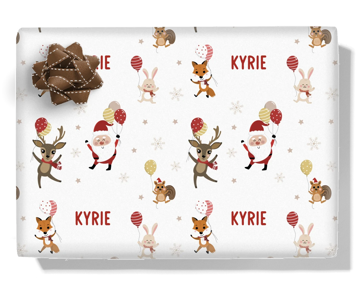 Festive Balloons Personalised Wrapping Paper