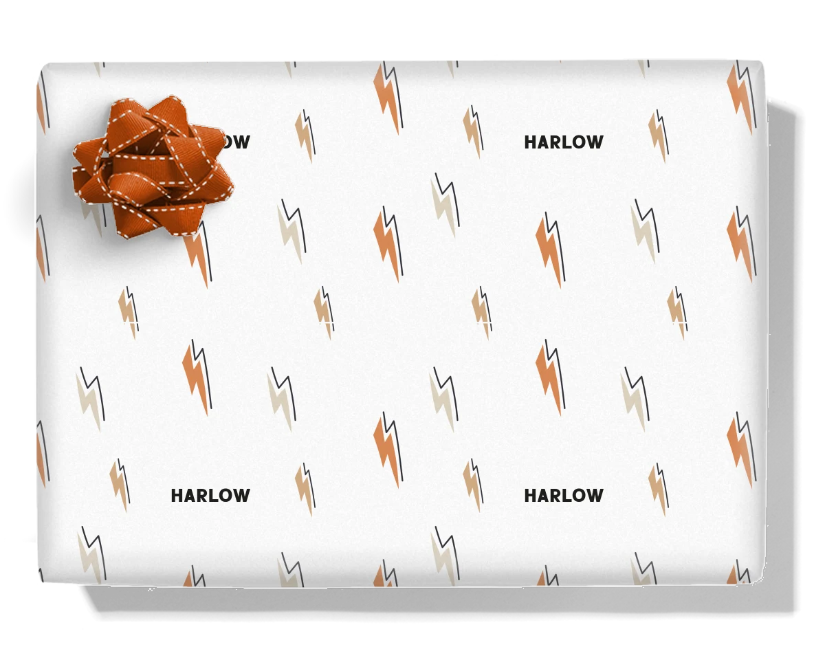 Lightning Bolt Personalised Wrapping Paper