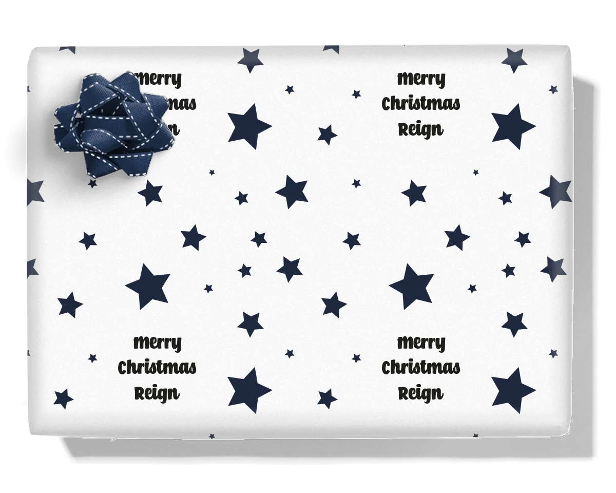 Navy Stars Personalised Wrapping Paper
