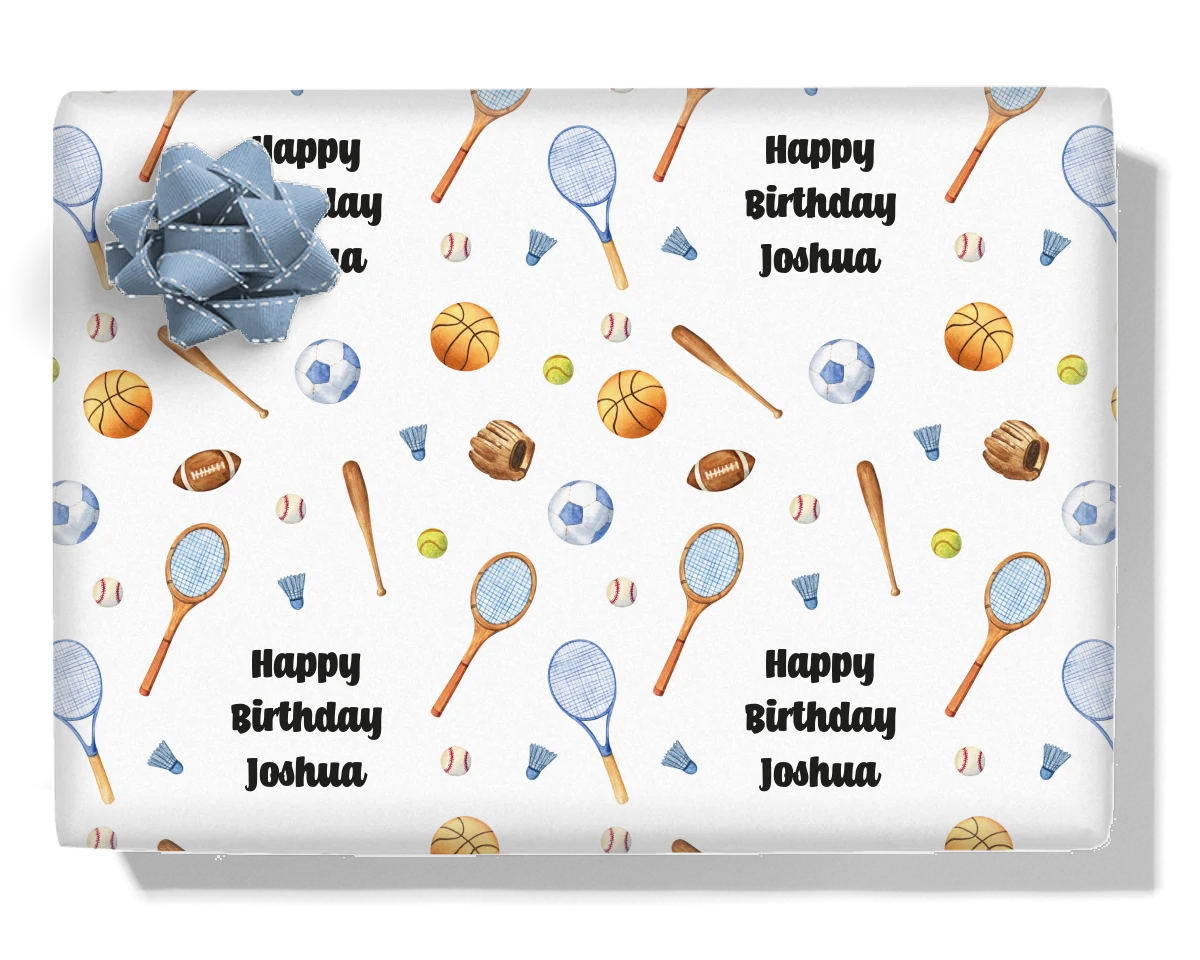 Vintage Sports Equipment Personalised Wrapping Paper