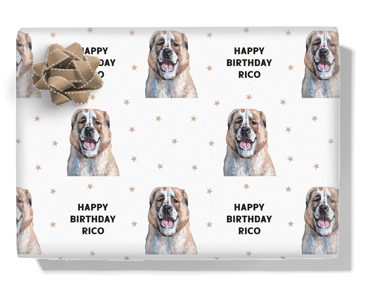 Asian Shepherd Dog Personalised Wrapping Paper