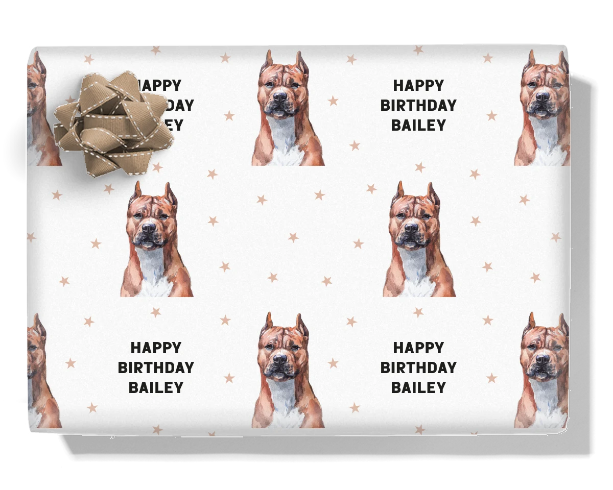 American Staffordshire Terrier Personalised Wrapping Paper