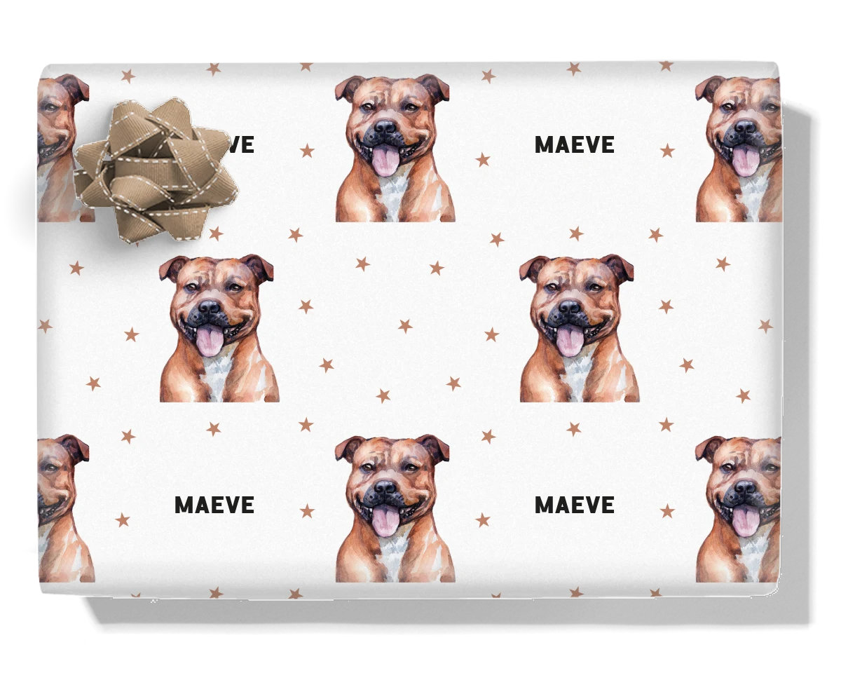 English Staffordshire Terrier Personalised Wrapping Paper