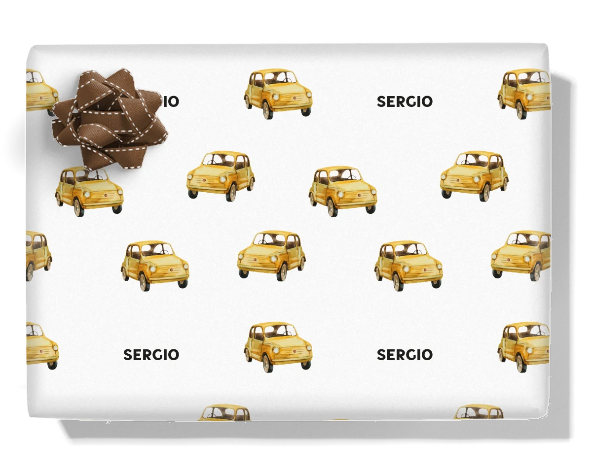 Retro Mini Car Personalised Wrapping Paper