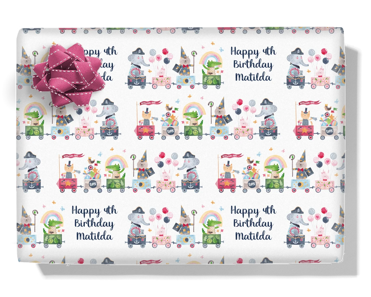 Party Train Personalised Wrapping Paper
