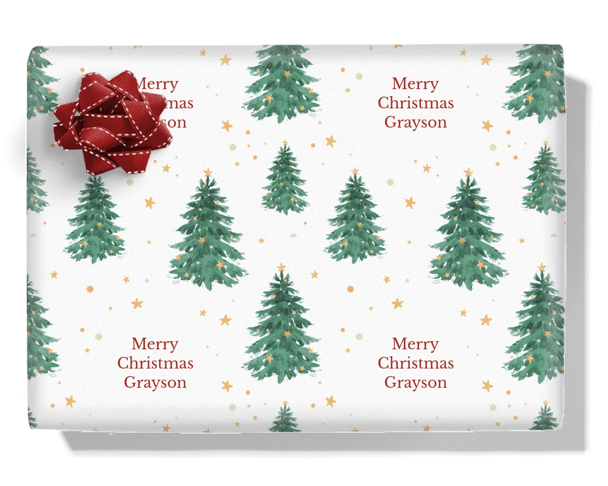 Christmas Tree Forest Personalised Wrapping Paper