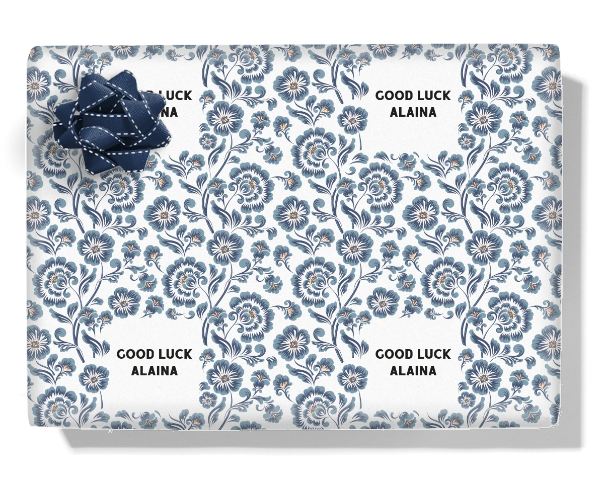 Blue Flowers Personalised Wrapping Paper