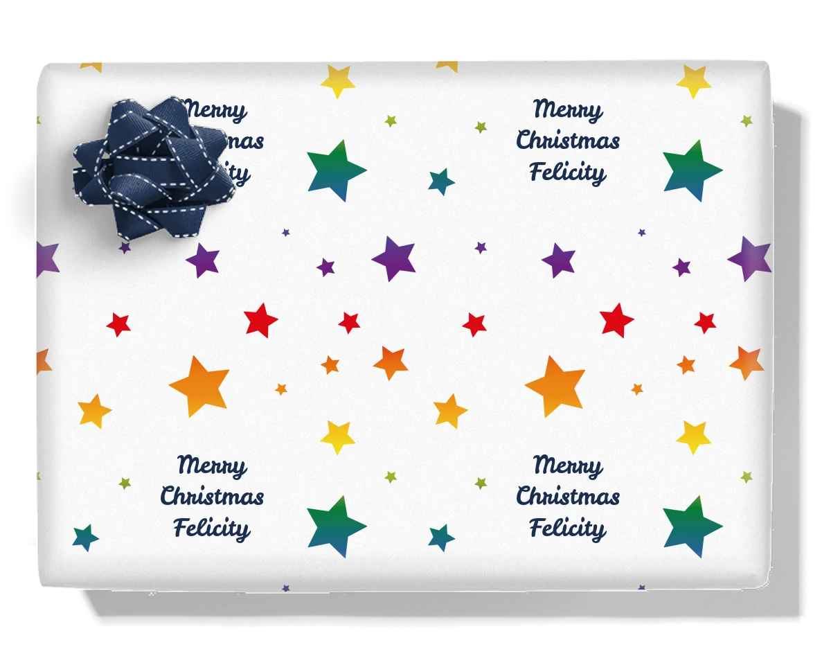 Rainbow Stars Personalised Wrapping Paper