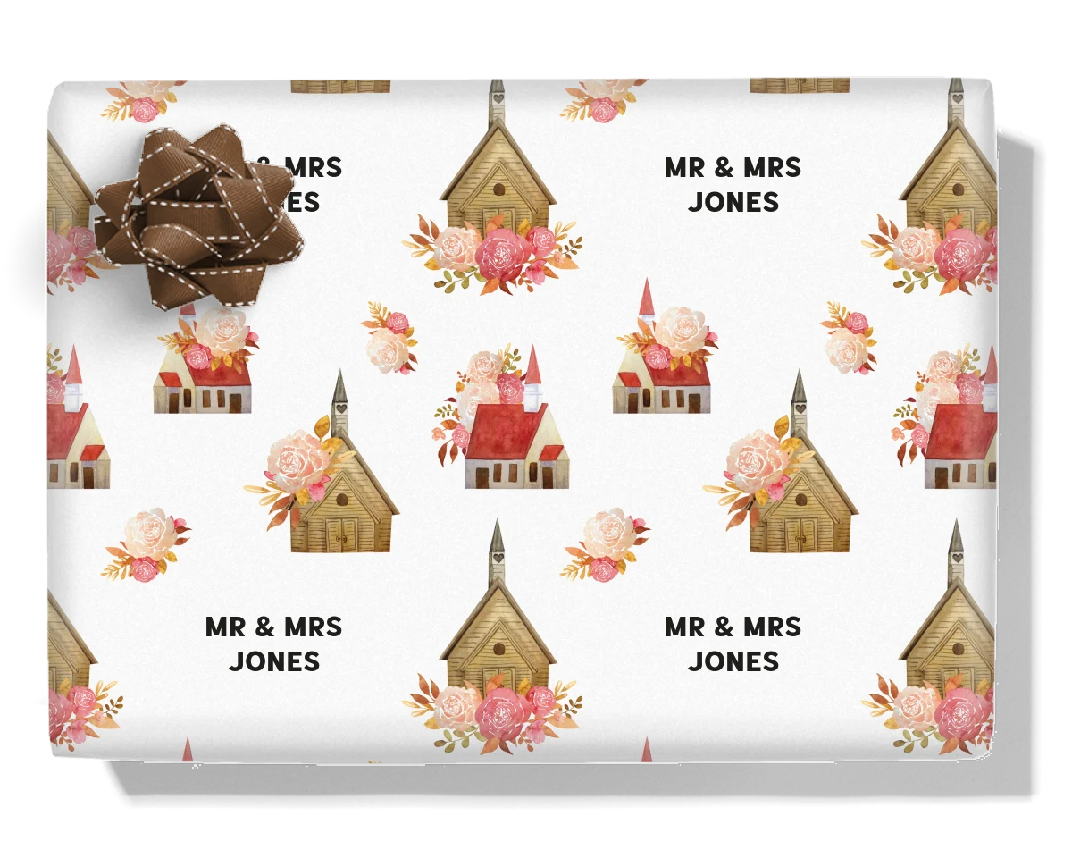 Floral Churches Personalised Wrapping Paper
