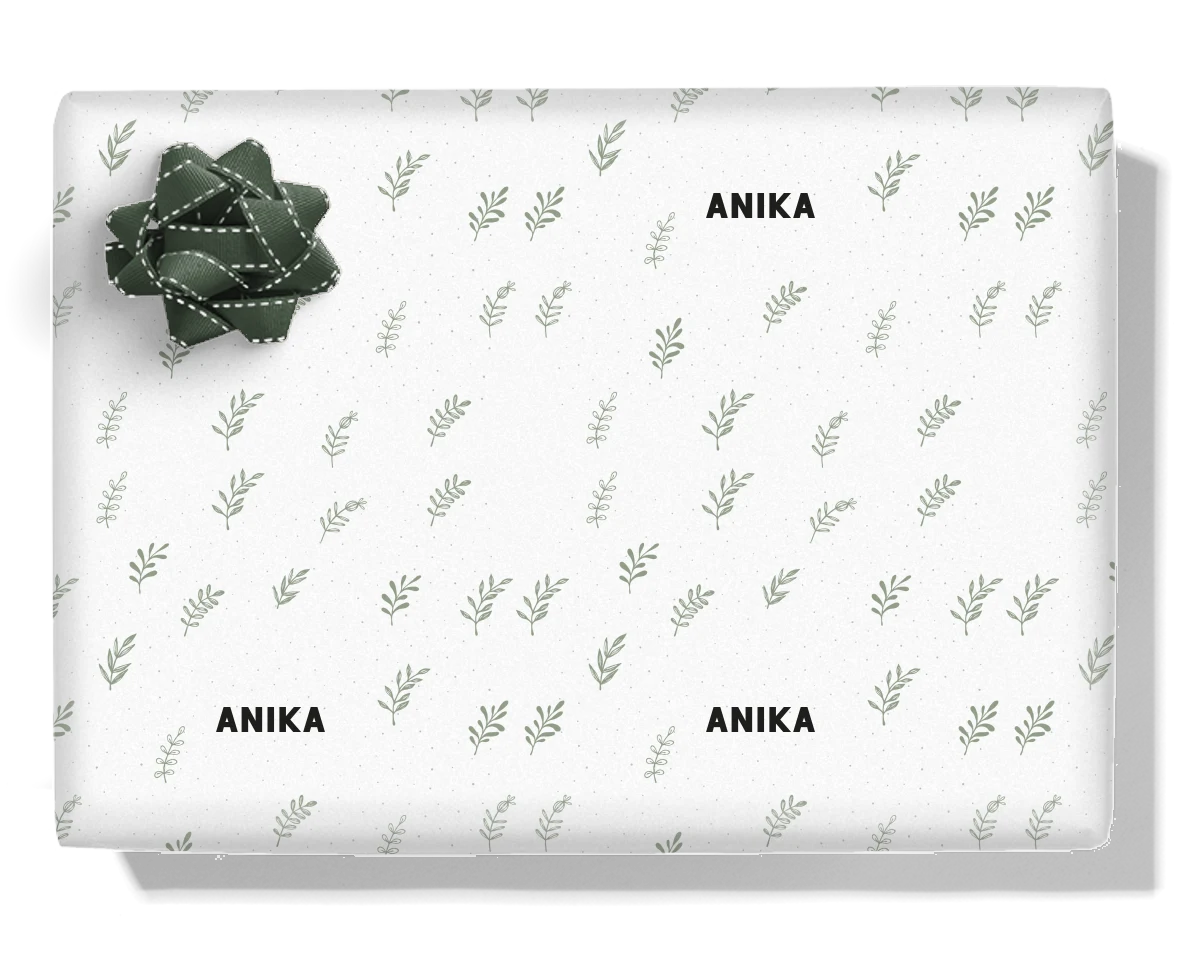 Sage Leaves Personalised Wrapping Paper