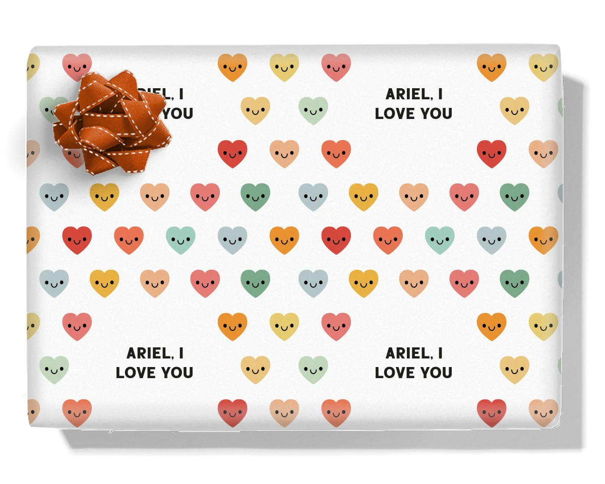 Happy Hearts Personalised Wrapping Paper
