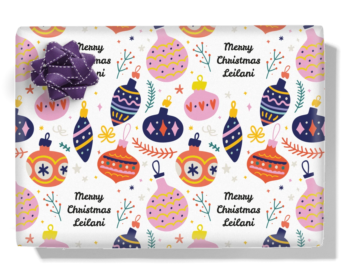 Christmas Baubles Personalised Wrapping Paper
