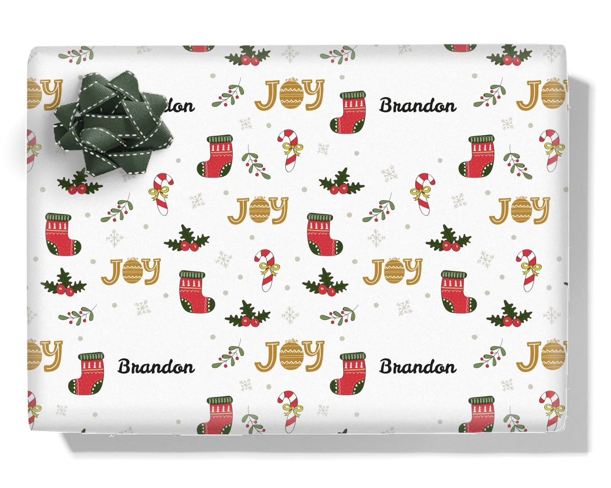 Holly Jolly Personalised Wrapping Paper