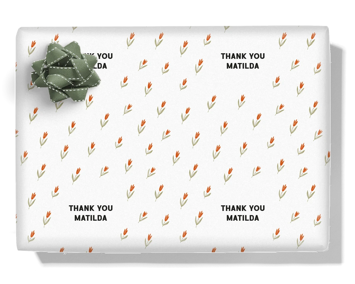 Red Flower Personalised Wrapping Paper
