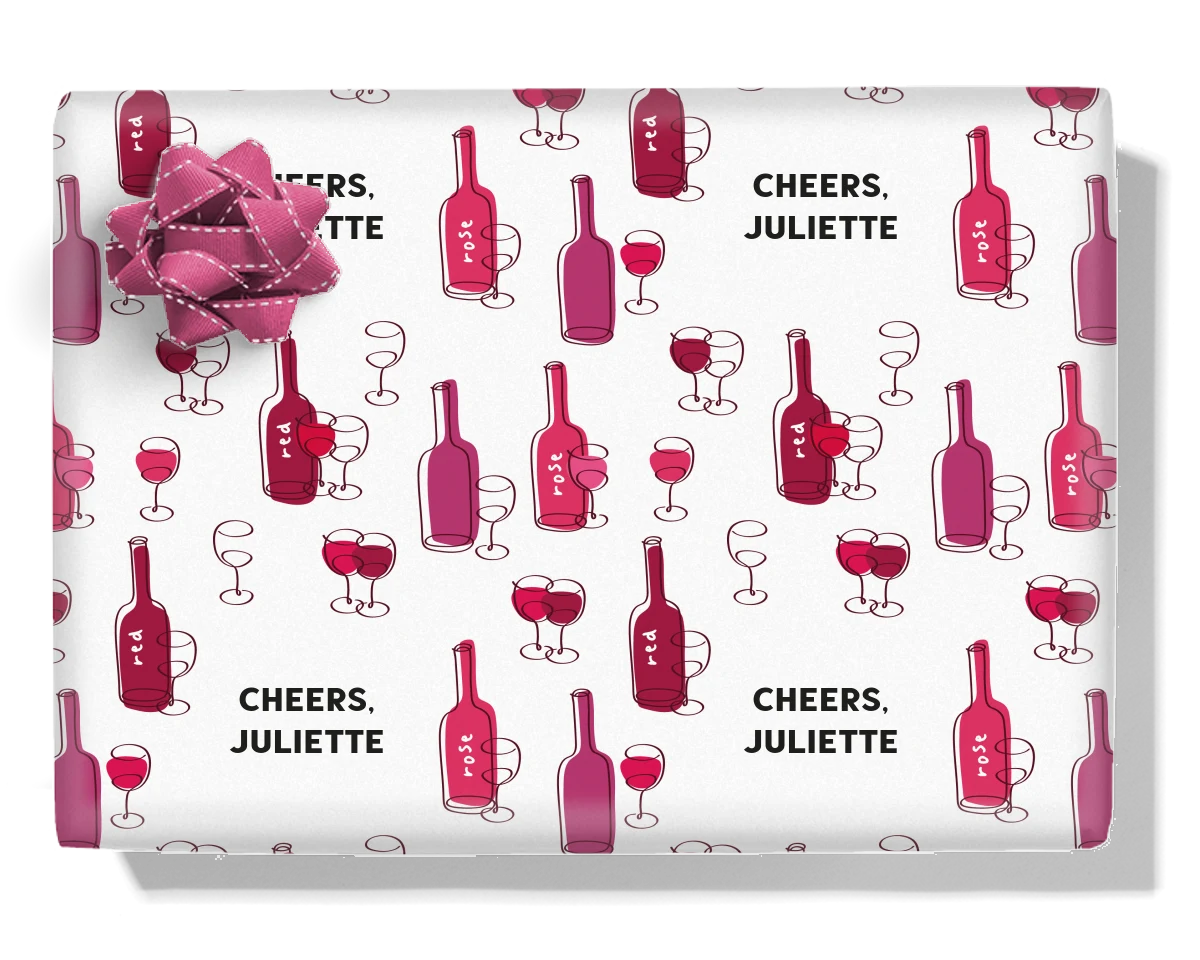 Hand Drawn Wine Bottles Personalised Wrapping Paper