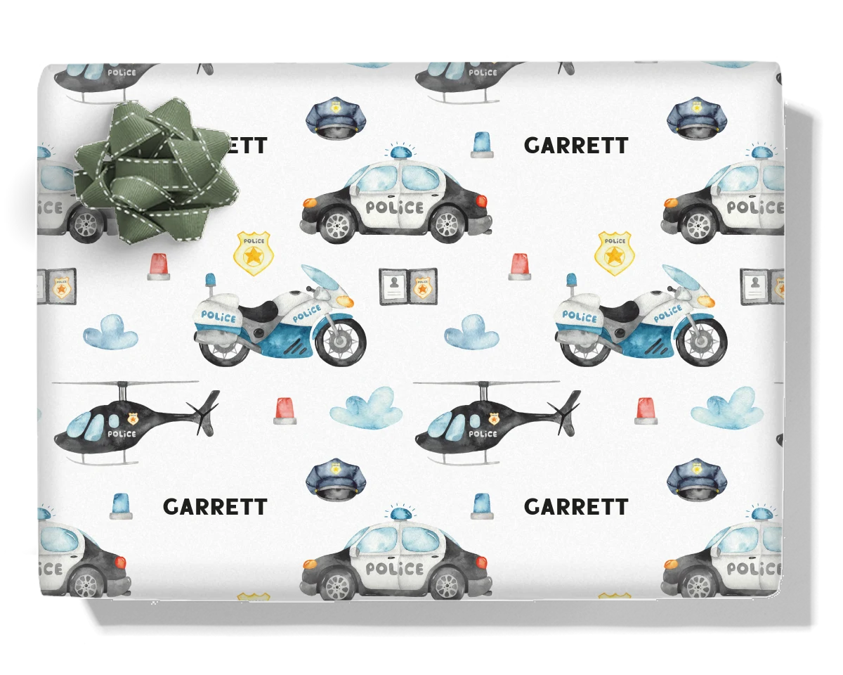Police Vehicles Personalised Wrapping Paper