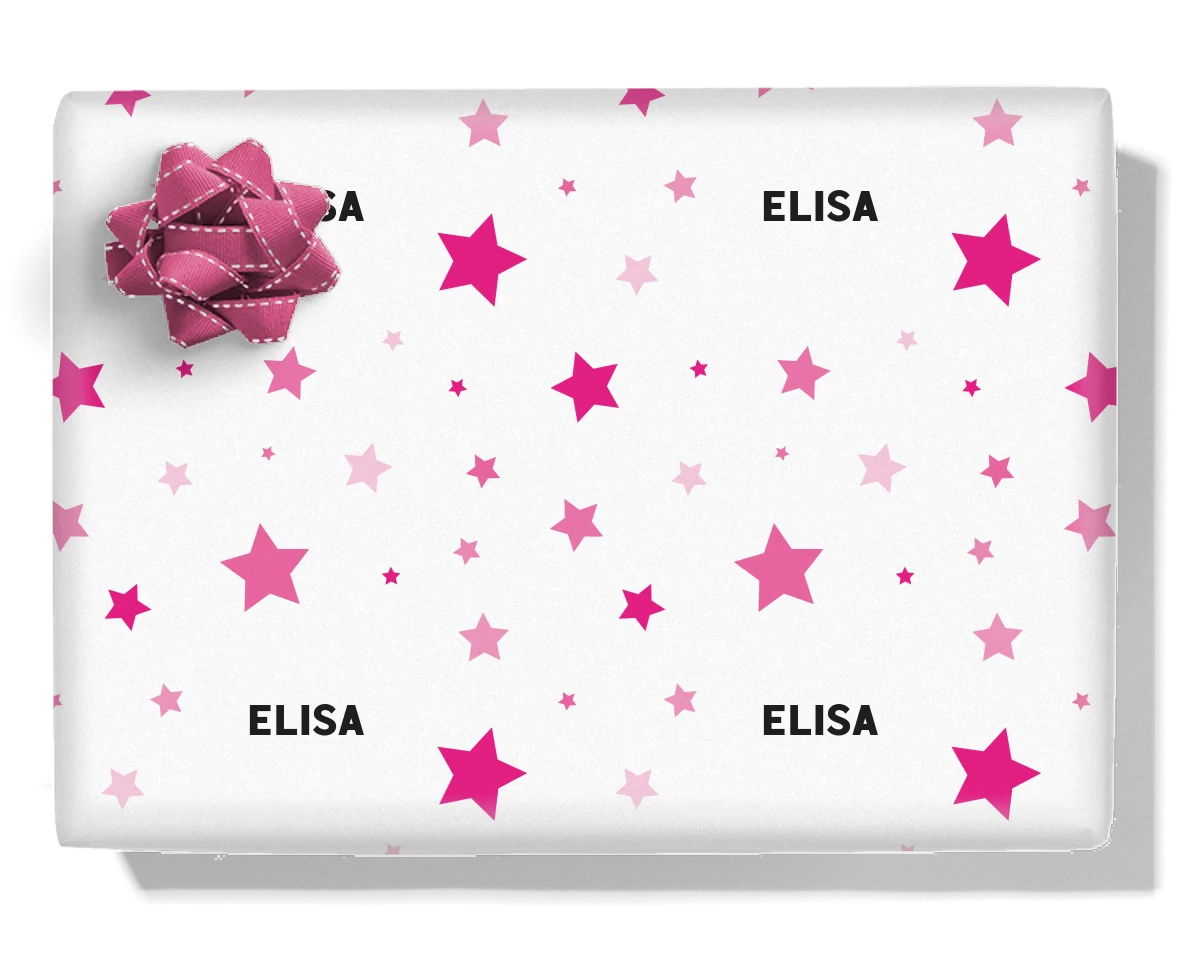 Pink Stars Personalised Wrapping Paper