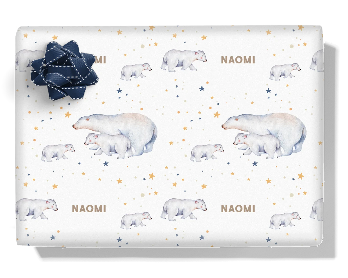 Polar Bears Personalised Wrapping Paper