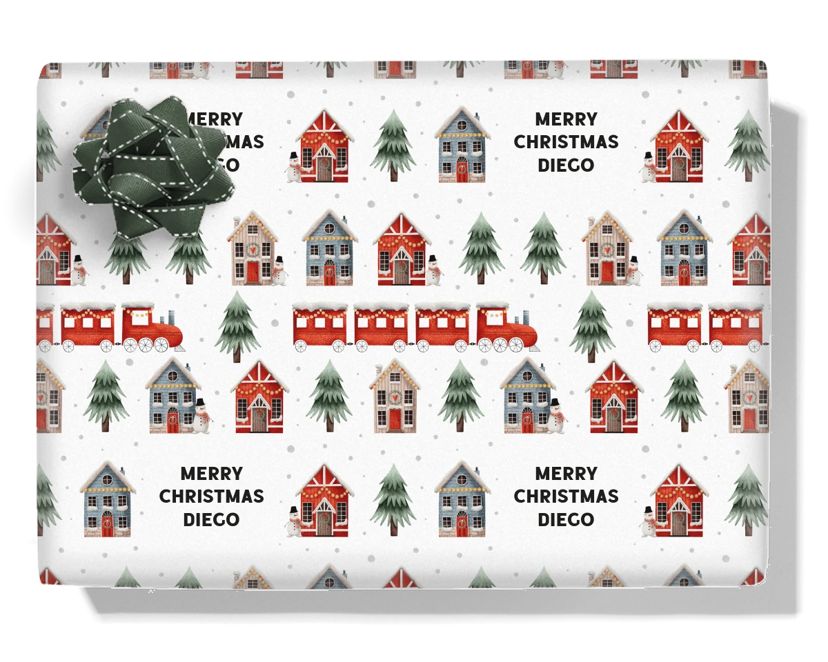 Winter Village Personalised Wrapping Paper
