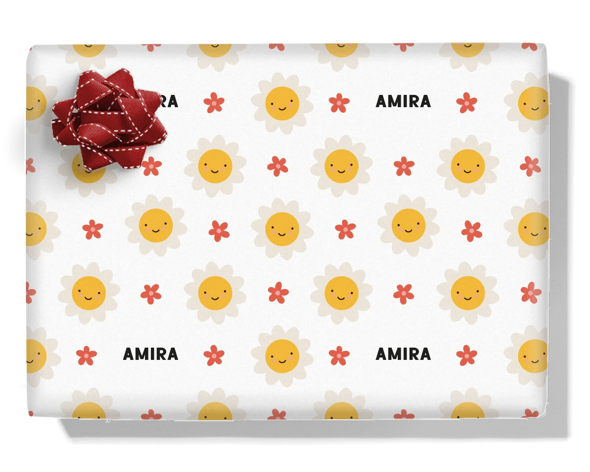 Happy Flower Personalised Wrapping Paper