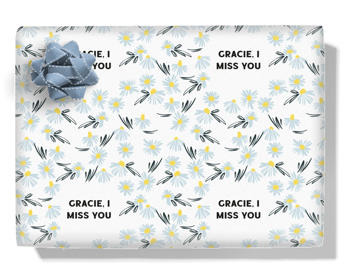 Blue Daisy Personalised Wrapping Paper