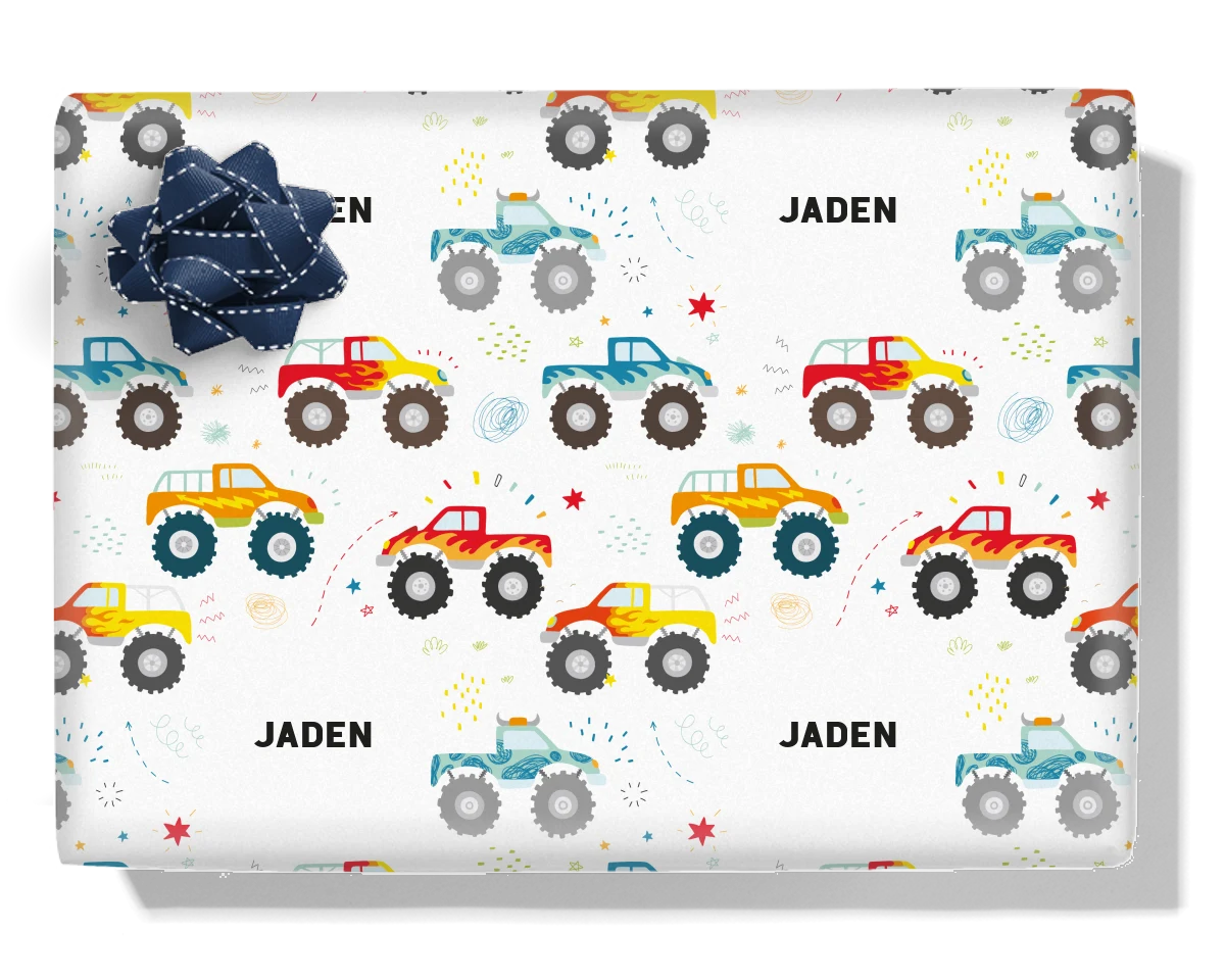 Monster Trucks Personalised Wrapping Paper