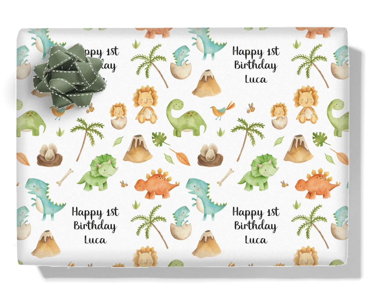 Baby Dinosaurs Personalised Wrapping Paper