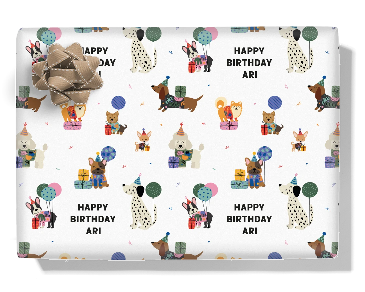 Party Dogs Personalised Wrapping Paper