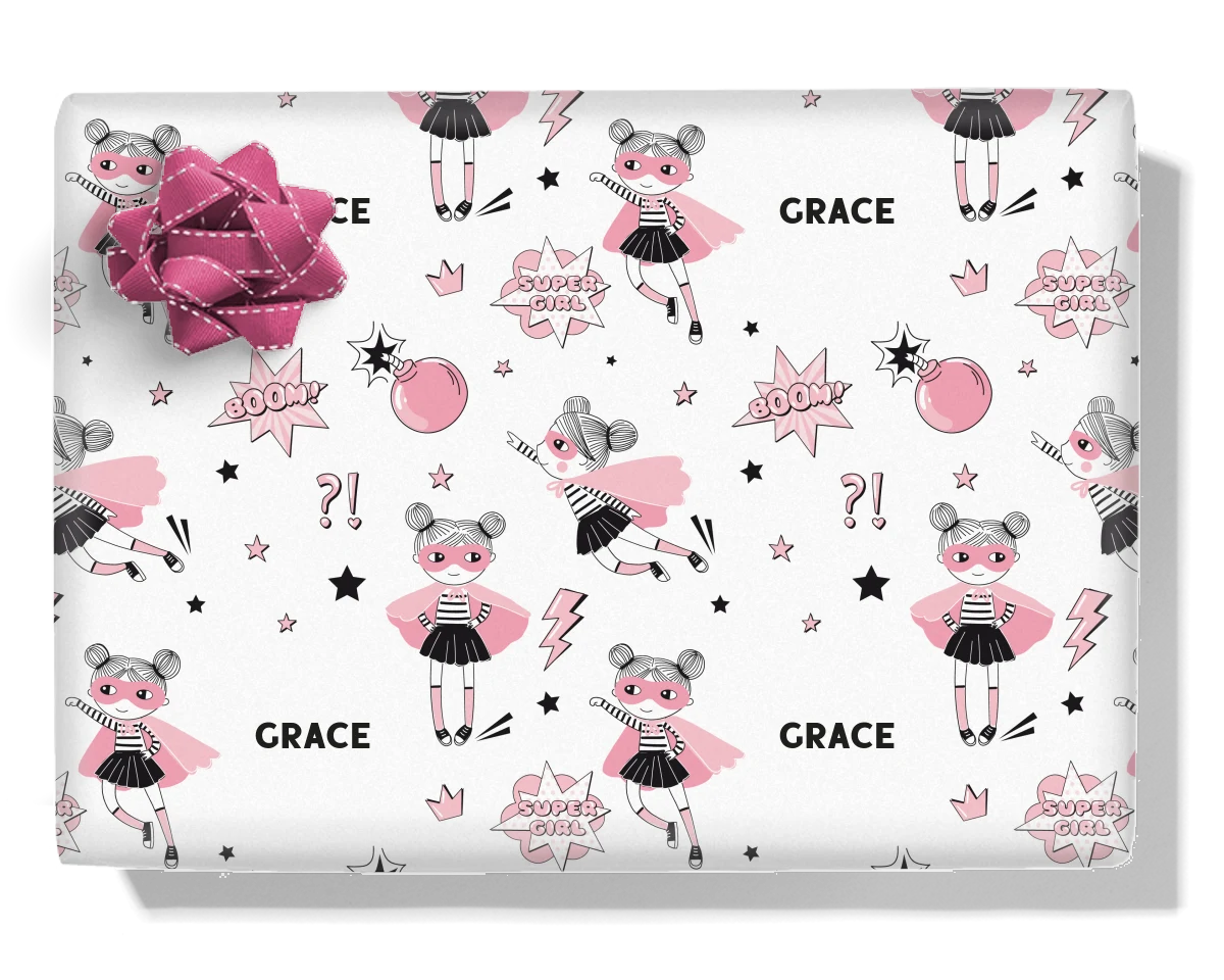 Super Girl Personalised Wrapping Paper