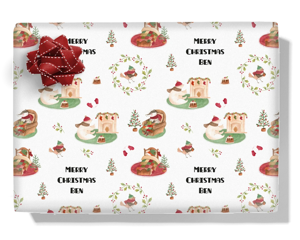 Woodland Christmas Personalised Wrapping Paper