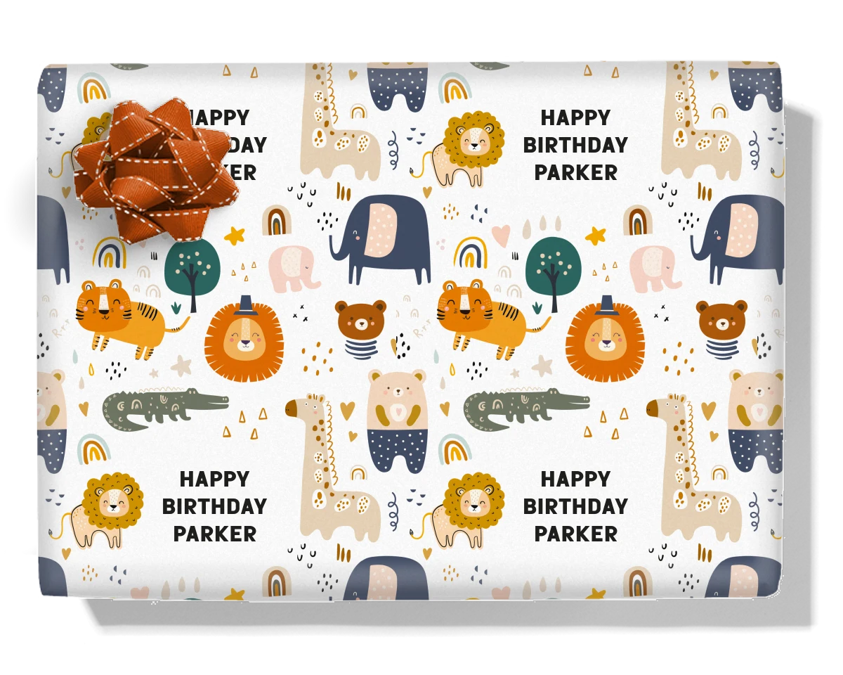 Boho Animals Personalised Wrapping Paper