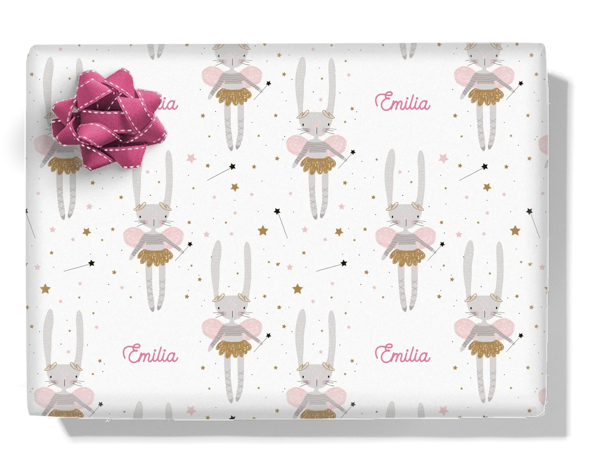 Bunny Ballerina Personalised Wrapping Paper
