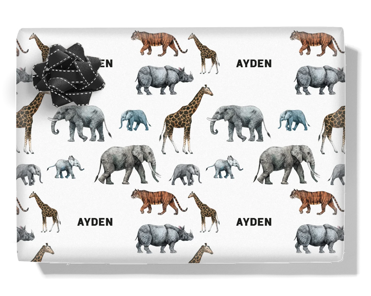 Wild Animals Personalised Wrapping Paper