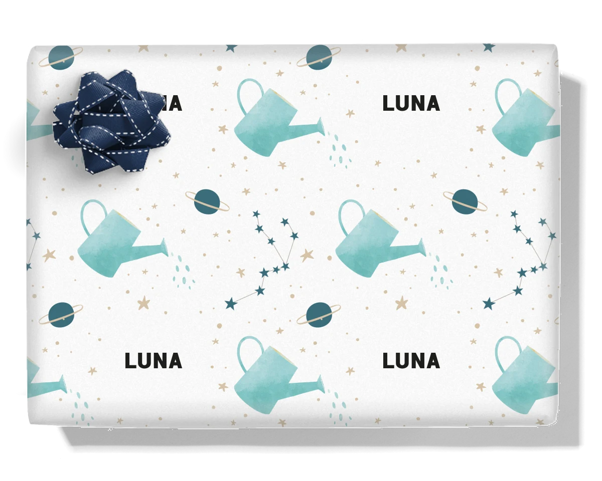 Cute Aquarius Personalised Wrapping Paper