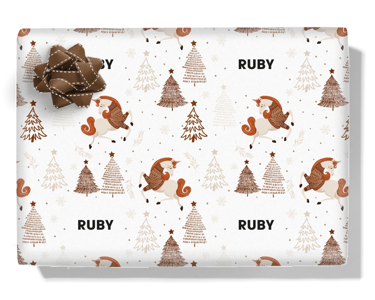 Unicorn Christmas Personalised Wrapping Paper