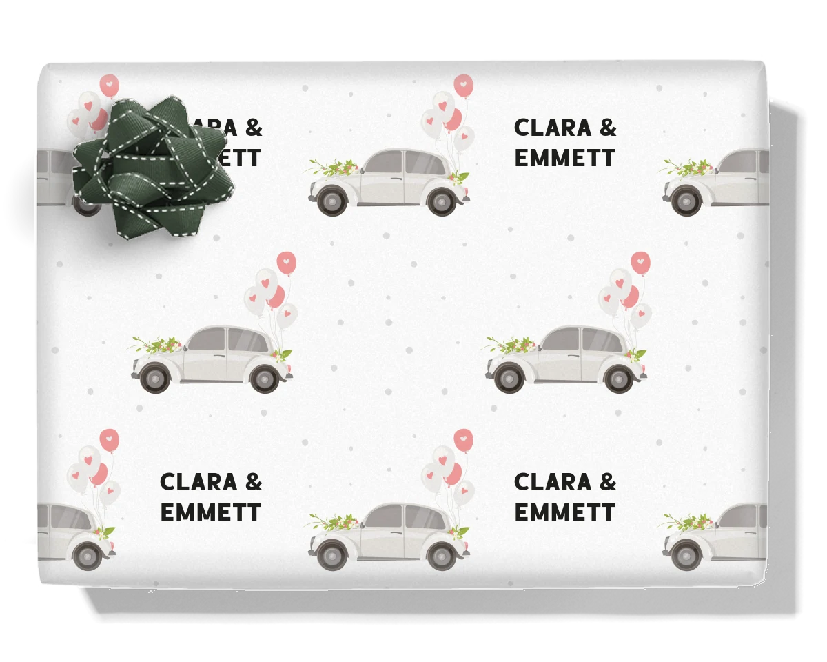 Wedding Car Personalised Wrapping Paper
