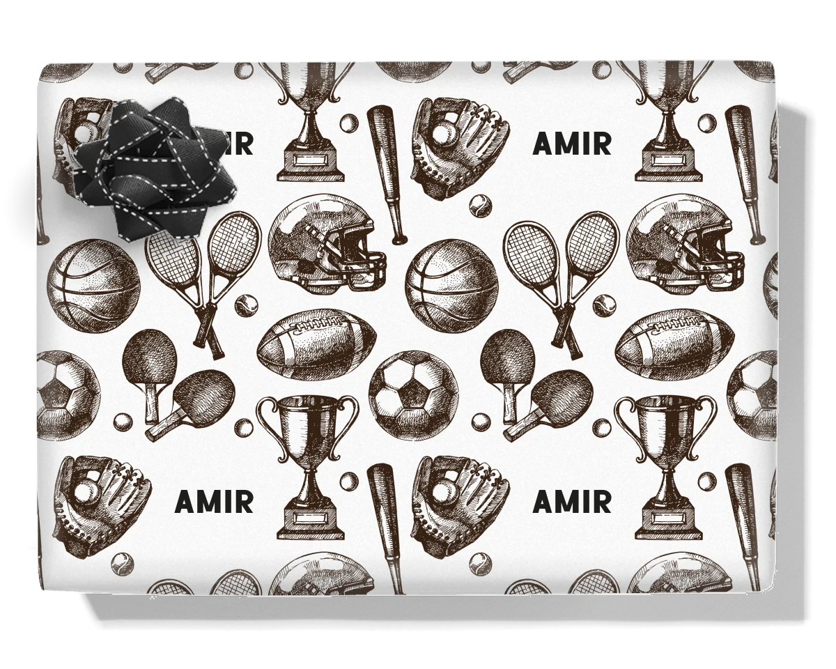 Vintage Sports Personalised Wrapping Paper