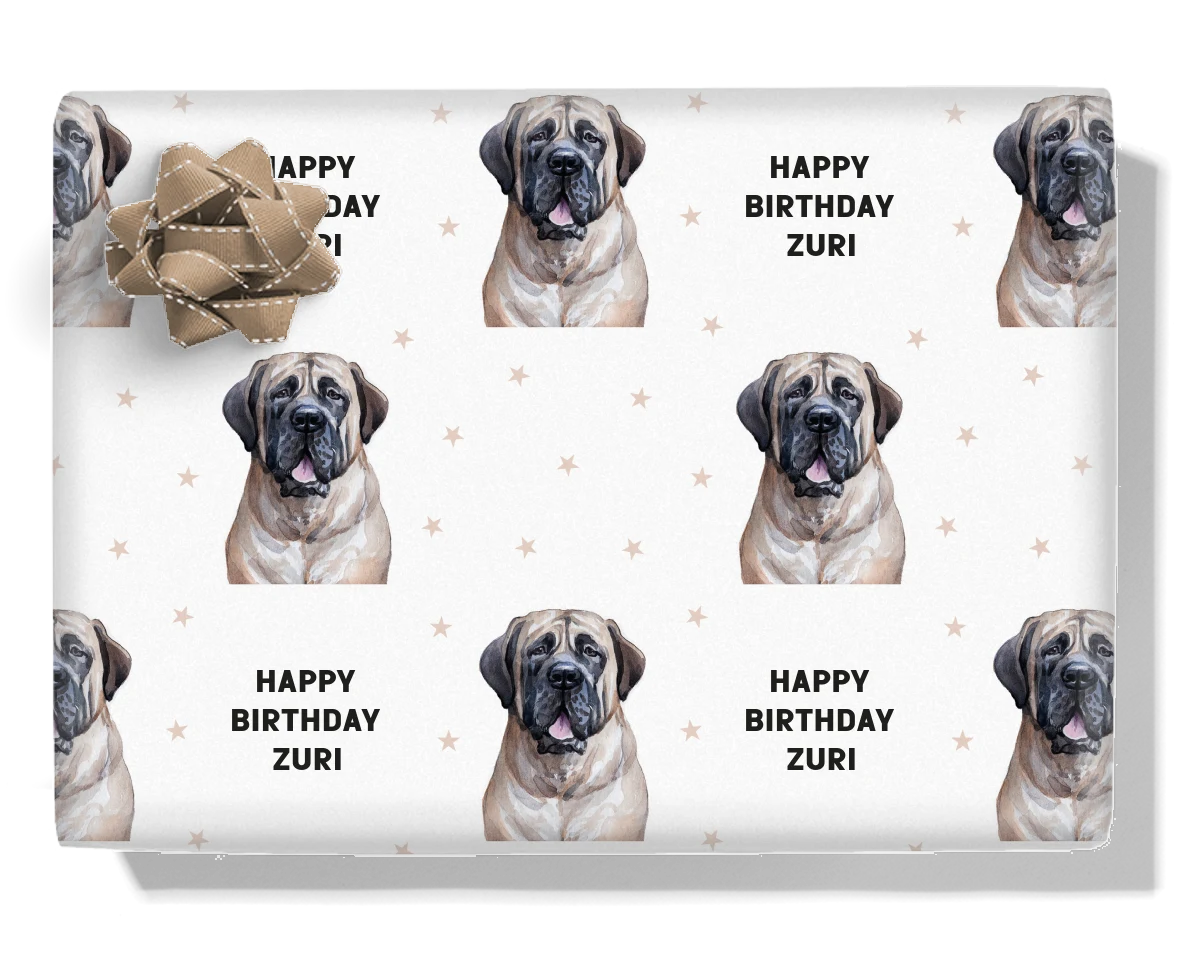English Mastiff Personalised Wrapping Paper