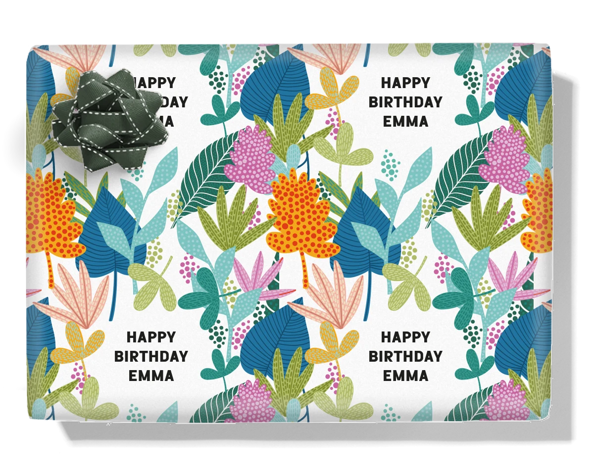 Abstract Jungle Leaves Personalised Wrapping Paper