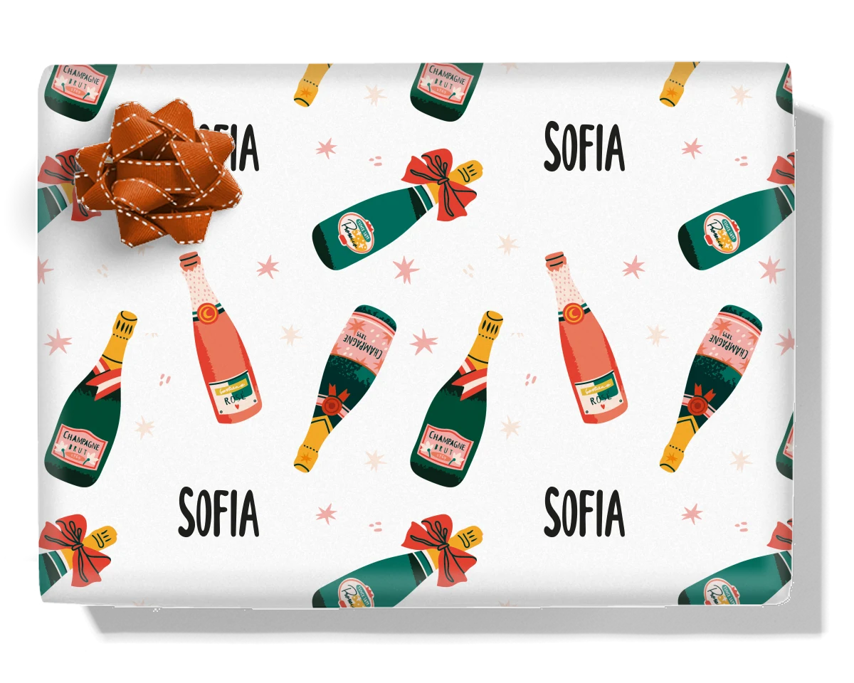 Champagne Bottles Personalised Wrapping Paper