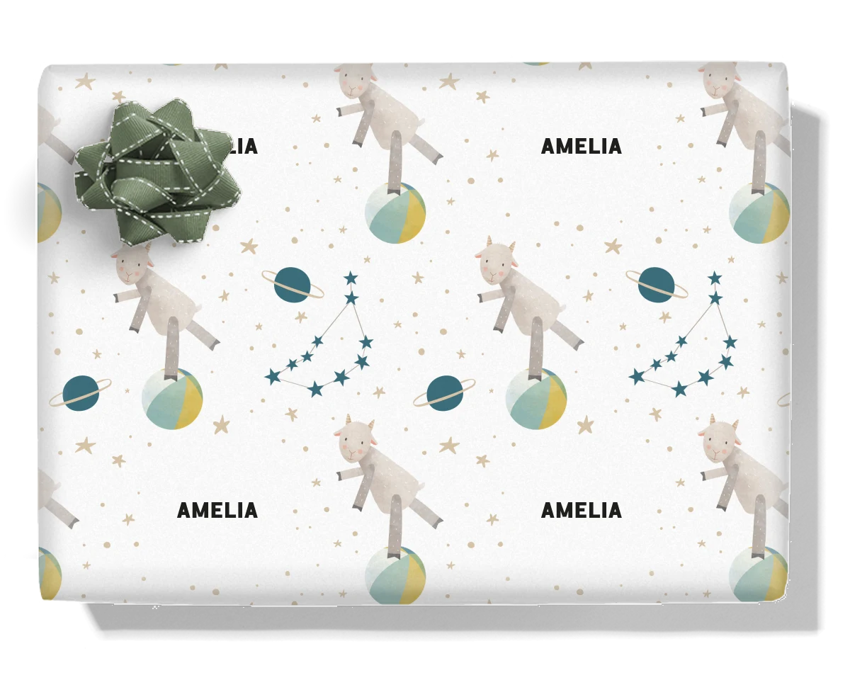 Cute Capricorn Personalised Wrapping Paper