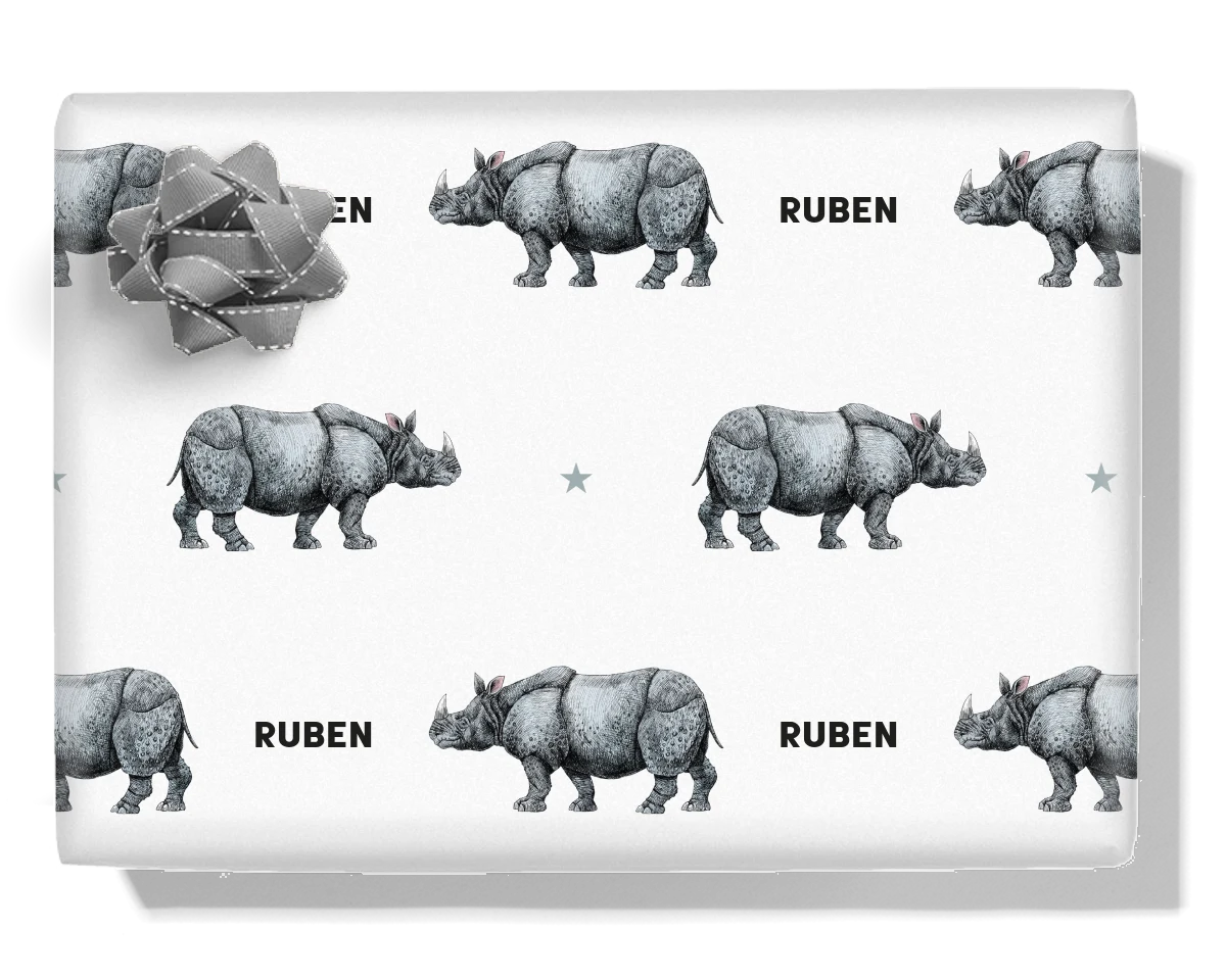 Rhino Personalised Wrapping Paper