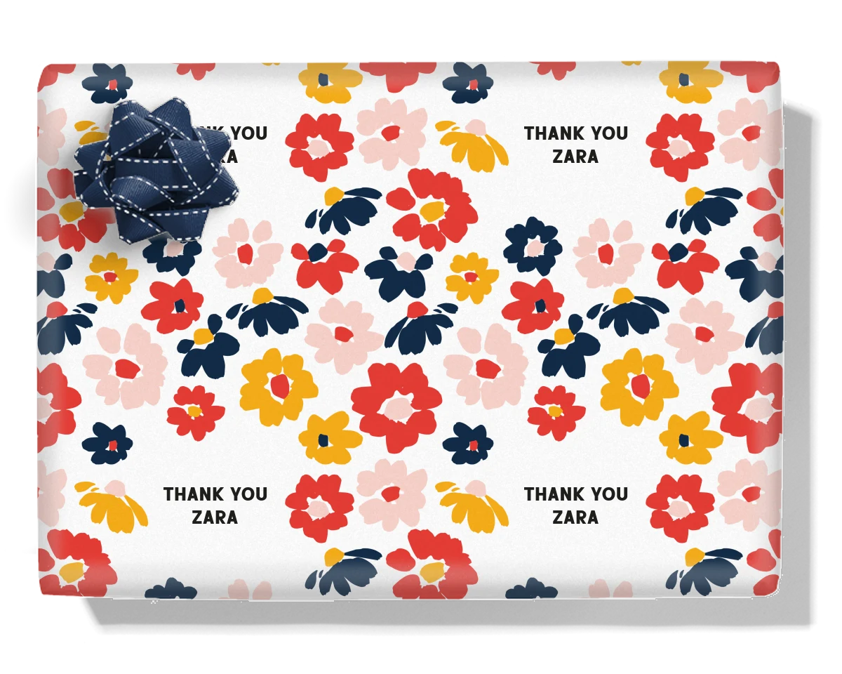 Bright Flowers Personalised Wrapping Paper